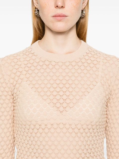 Chloé cropped pointelle-knit jumper - Neutrals