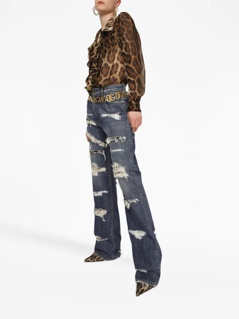 Dolce & Gabbana leopard-print silk blouse - Brown