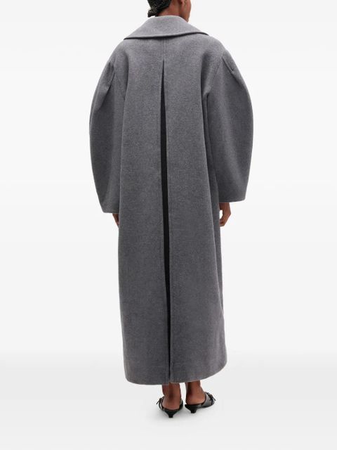 GANNI balloon-sleeves double-breasted coat - Grey