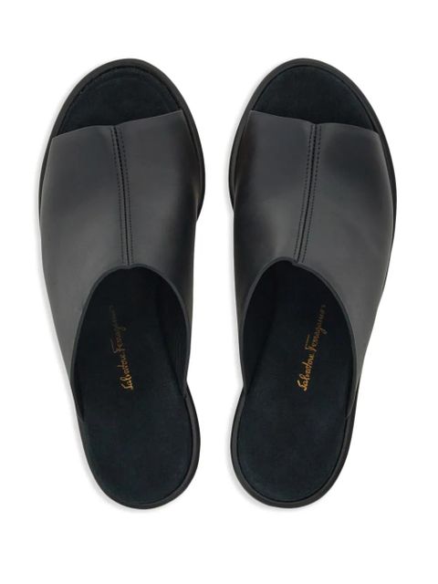 Ferragamo 85mm leather wedge sandals - Black
