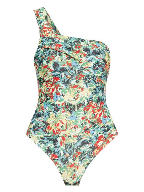 GANNI floral-print one-shoulder swimsuit - Blue - zdjęcie produktu nr 1