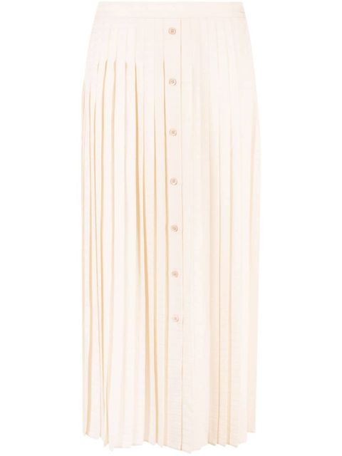 Prada logo-jacquard silk pleated skirt - Neutrals - zdjęcie produktu nr 1