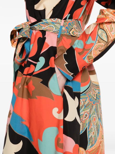ETRO paisley-print belted shirt dress - Orange