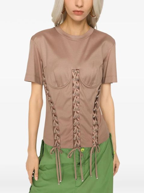 Dolce & Gabbana eyelet-detail corset T-shirt - Brown