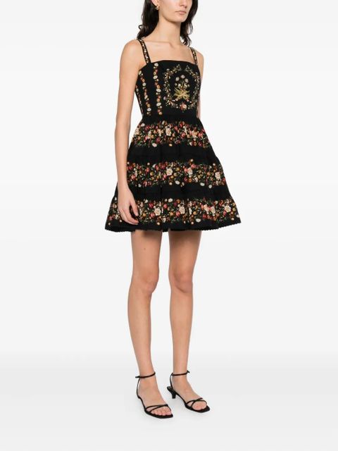 Agua By Agua Bendita Lima strappy floral mini dress - Black