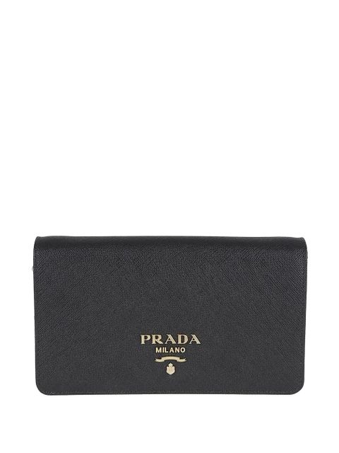 Prada logo-detail leather clutch bag - Black - zdjęcie produktu nr 1