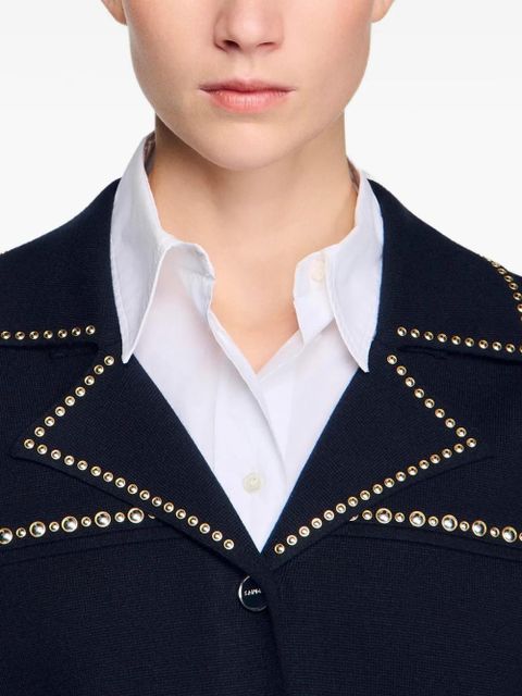 SANDRO stud-embellished cardigan - Blue