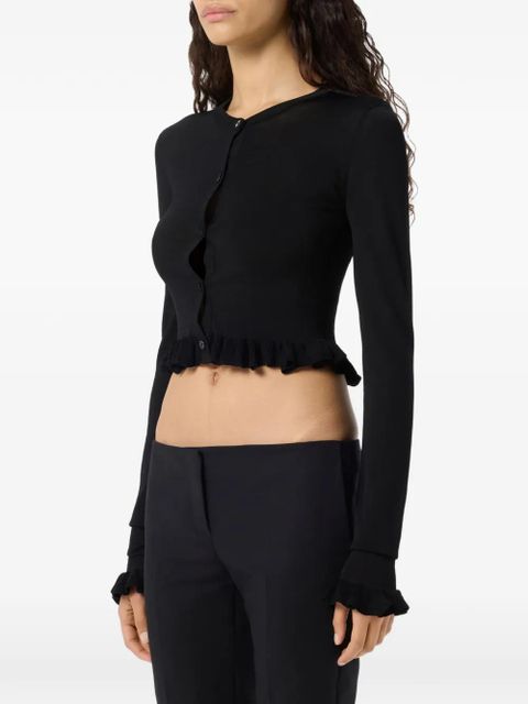 Blumarine ruffled long-sleeve cardigan - Black