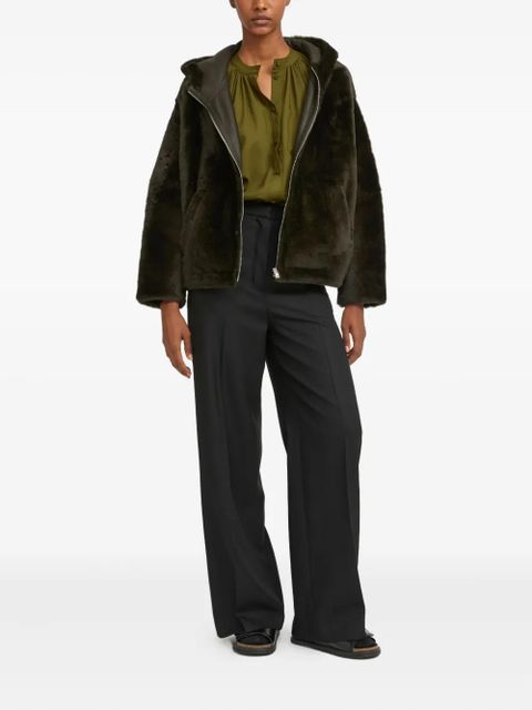 Yves Salomon hooded shearling jacket - Green