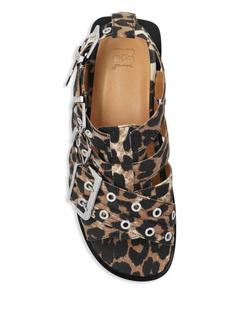 GANNI leopard-print sandals - Brown