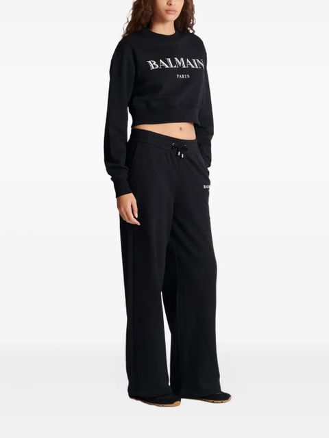 Balmain logo-print cropped sweatshirt - Black