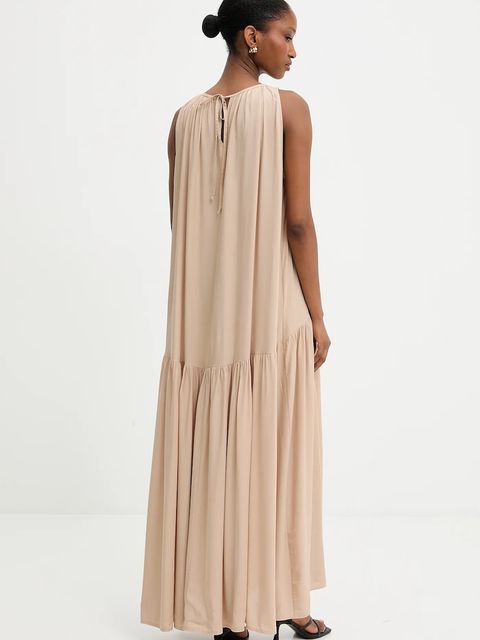 Answear.LAB sukienka kolor beżowy maxi rozkloszowana