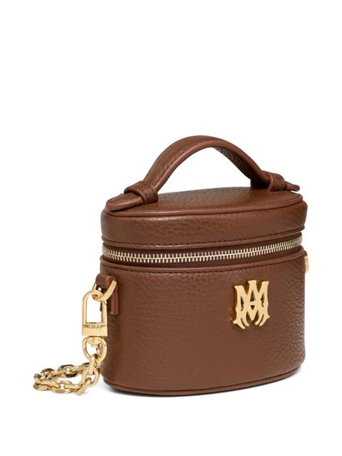 AMIRI nano logo leather vanity bag - Brown