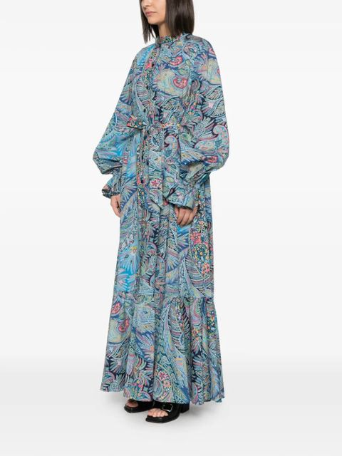 ETRO paisley-pattern ruffled maxi dress - Blue