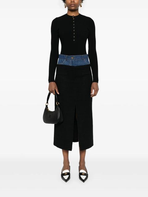SANDRO panelled midi skirt - Black
