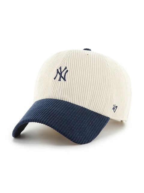 47 brand czapka z daszkiem sztruksowa MLB New York Yankees kolor beżowy B-TCBRT17EWS-NTA - zdjęcie produktu nr 1