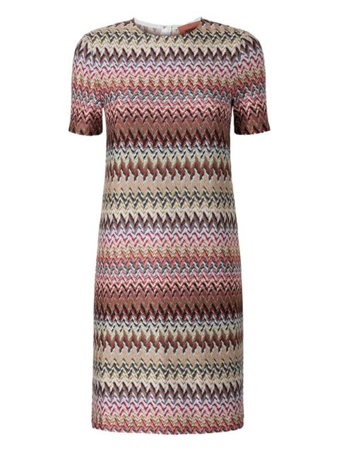 Missoni zigzag-pattern short-sleeve mini dress - Pink - zdjęcie produktu nr 1