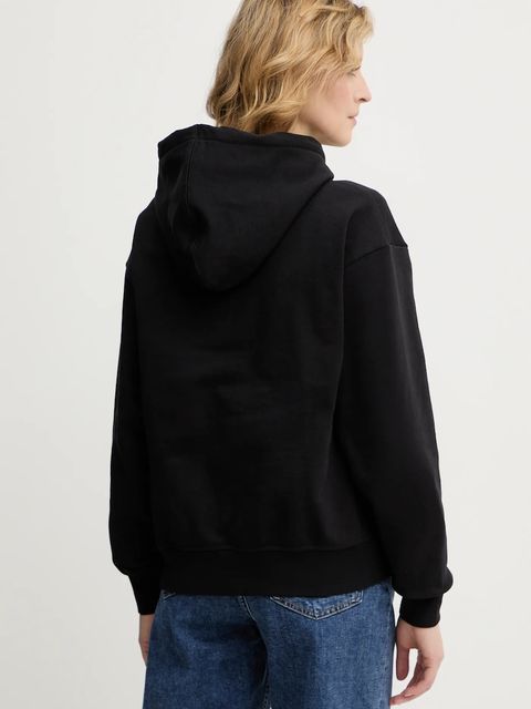 Calvin Klein Jeans bluza damska kolor czarny z kapturem gładka LV047E221G