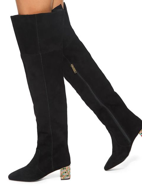 Kurt Geiger London kozaki zamszowe Chelsea Block Otk Boot damskie kolor czarny na słupku 5003300209