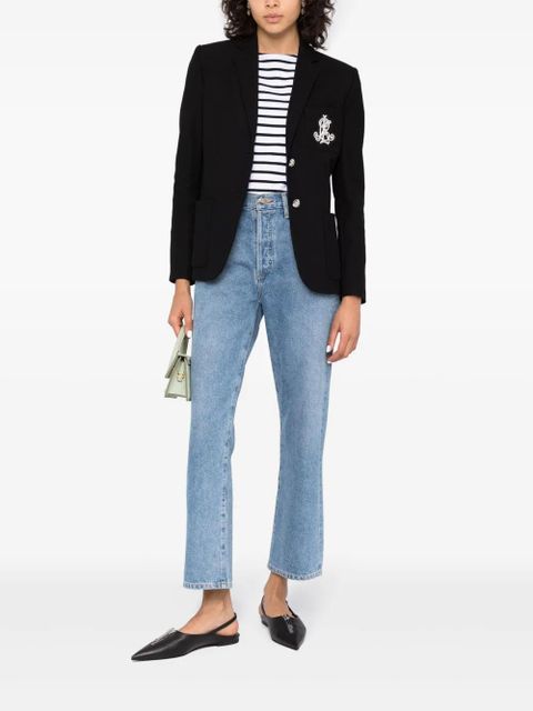 Lauren Ralph Lauren embroidered-logo single-breasted blazer - Black - zdjęcie produktu nr 2