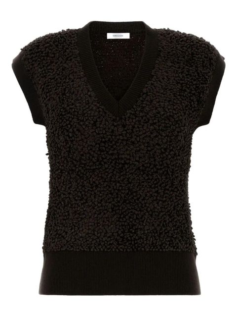 Ferragamo V-neck bouclé top - Brown - zdjęcie produktu nr 1