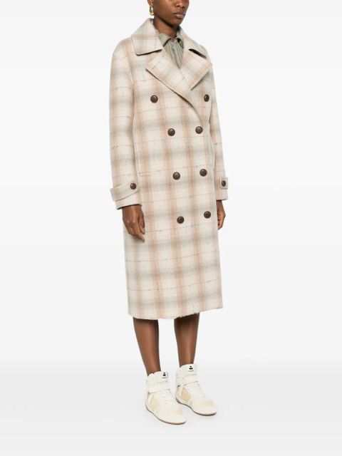 LOEWE double-breasted check-print coat - Neutrals