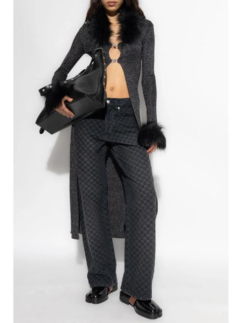 MISBHV faux-fur trim maxi cardigan - Grey - zdjęcie produktu nr 2