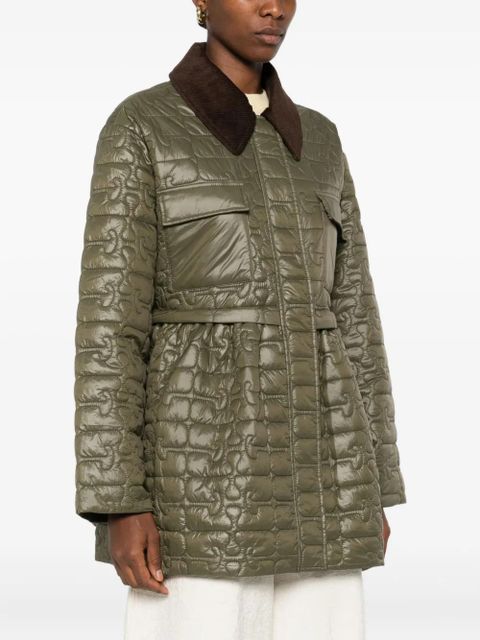 GANNI corduroy collar quilted jacket - Green