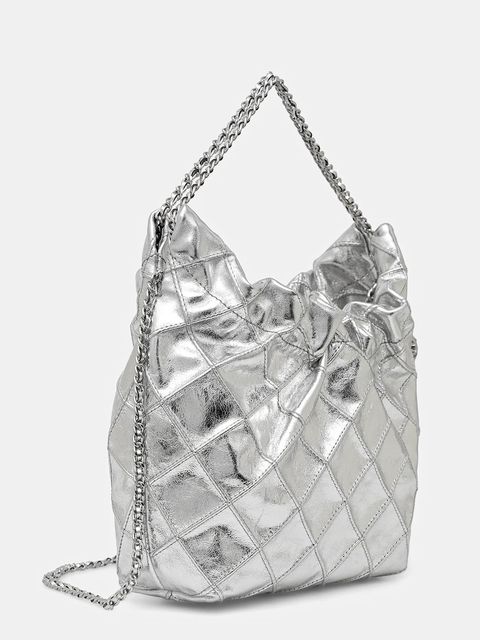 Tory Burch torebka skórzana Fleming kolor srebrny 176040-040