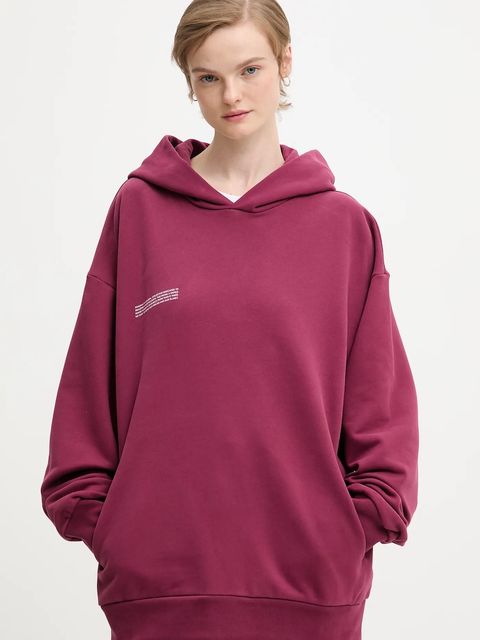 Pangaia bluza bawełniana kolor bordowy z kapturem gładka 10000180 - zdjęcie produktu nr 2