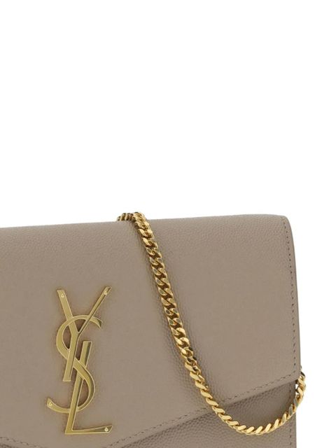 Saint Laurent Uptown envelope leather clutch bag - Neutrals