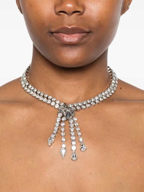 Alessandra Rich crystal-embellished fringed necklace - Silver - zdjęcie produktu nr 2