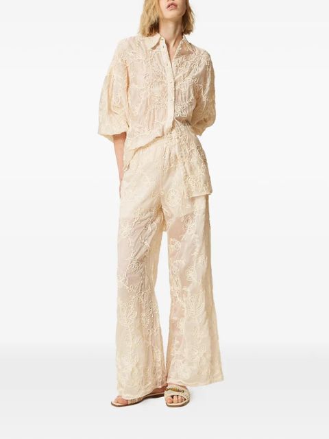 TWINSET embroidery palazzo pants - Neutrals - zdjęcie produktu nr 2