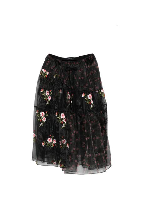 Simone Rocha floral tiered midi skirt - Black - zdjęcie produktu nr 1
