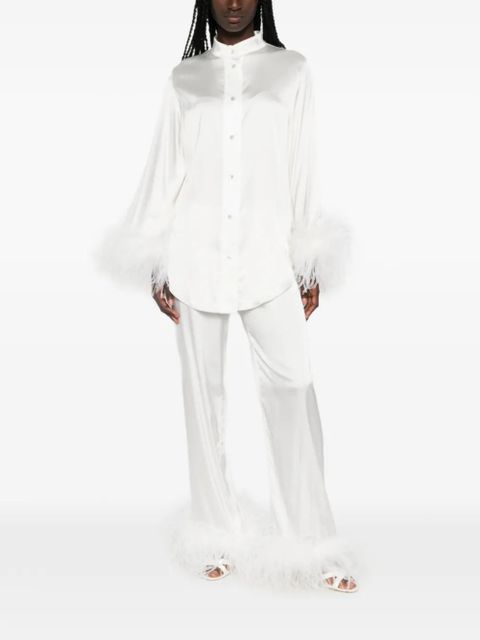 Oséree feather-trim drawstring trousers - White