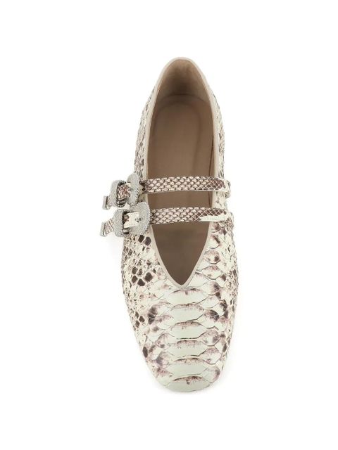 Le Monde Beryl Classic Claudia buckled snake-effect ballet flats - Neutrals