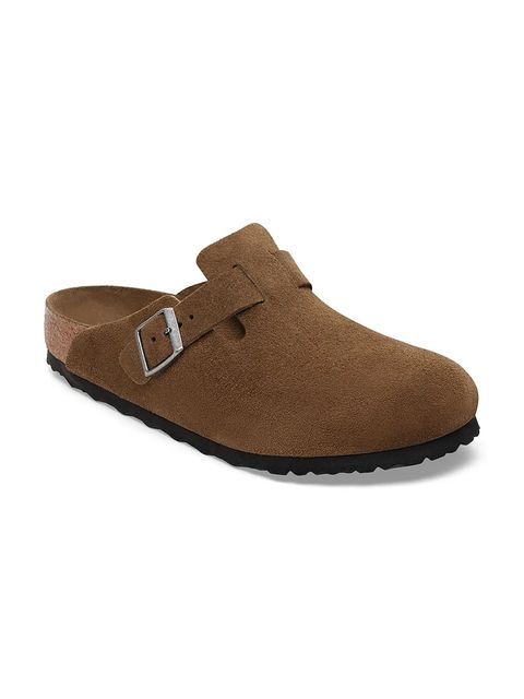 Birkenstock klapki zamszowe Boston kolor brązowy 1030814