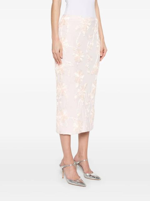 ROTATE BIRGER CHRISTENSEN floral-mesh pencil skirt - Pink