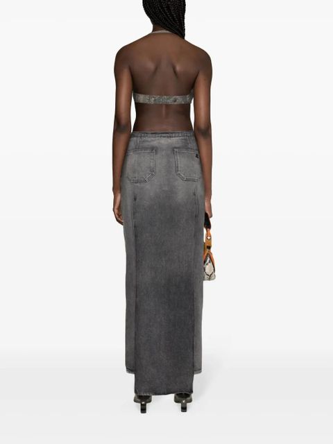 Marine Serre Regenerated camouflage-print bustier top - Grey