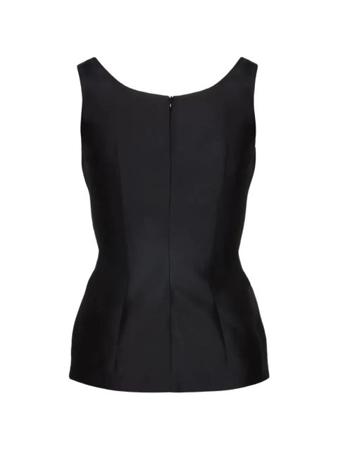 Magda Butrym ruffled floral-appliqué top - Black