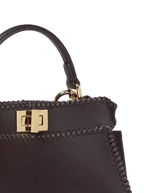 FENDI small Peekaboo braided tote bag - Brown