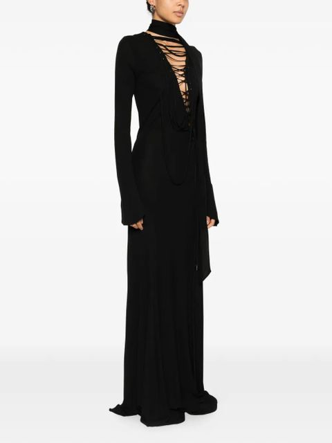 The Attico tie-detail maxi dress - Black