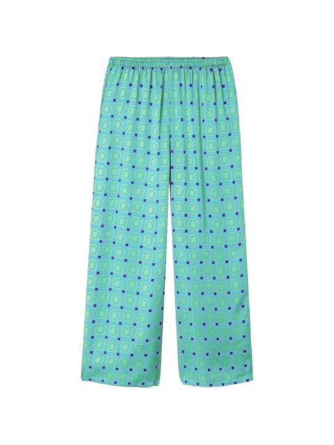 American Vintage Bovalow geometric-print elasticated-waist trousers - Blue - zdjęcie produktu nr 1