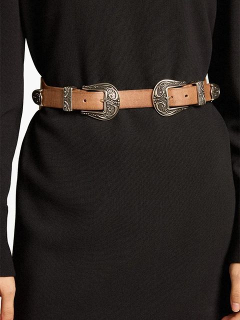 Golden Goose double-buckle leather belt - Brown