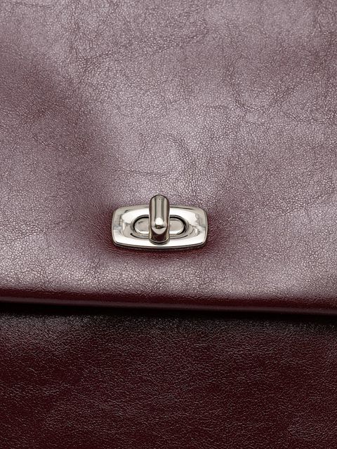 Answear.LAB plecak skórzany damski kolor bordowy mały gładki