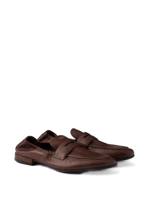 Prada logo-print leather loafers - Brown - zdjęcie produktu nr 2