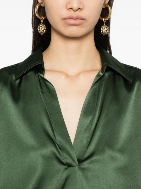 TOM FORD logo-embroidered satin tunic - Green