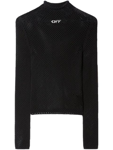 Off-White logo-print open-knit turtleneck jumper - Black - zdjęcie produktu nr 1