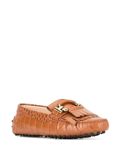 Tod's crocodile effect Double-T loafers - Brown