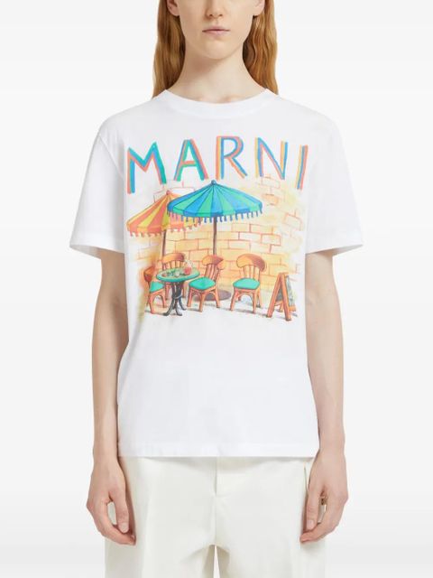 Marni postcard-print short-sleeve T-shirt - White - zdjęcie produktu nr 2